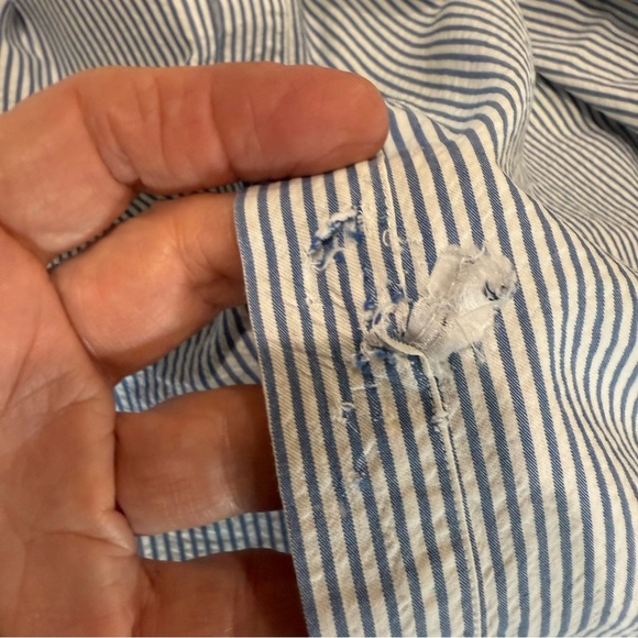 Ralph Lauren Shirt Classic Fit Blue/White Seersucker Short Sleeve Pony Men’s 3XB - Picture 12 of 13
